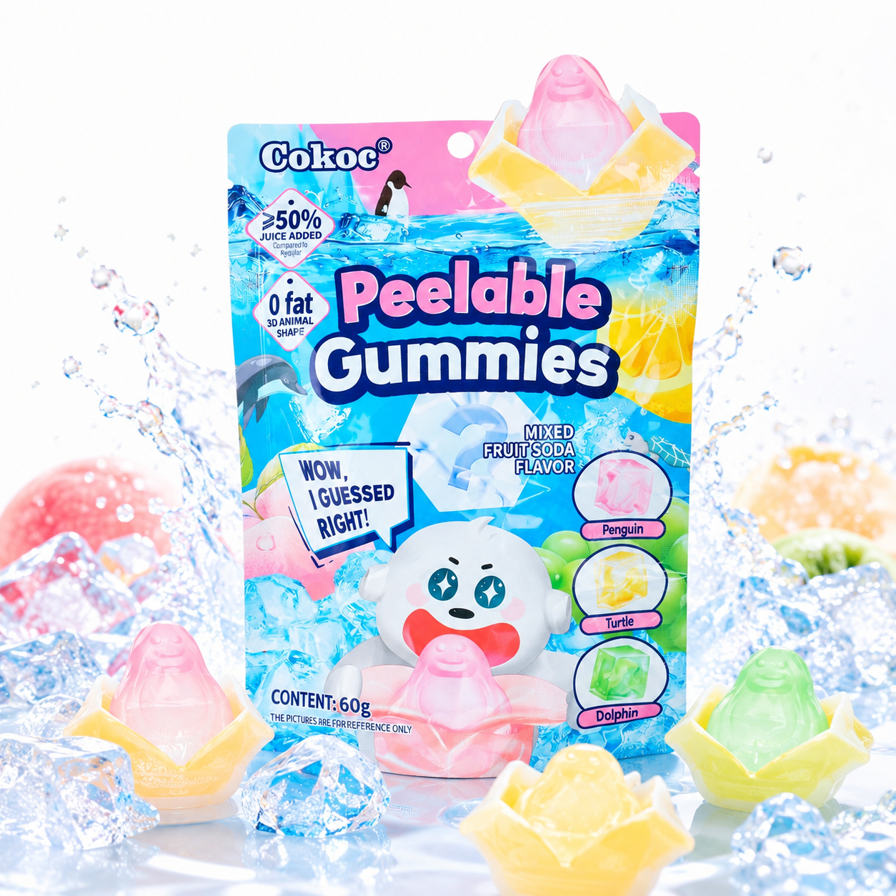 10x Cokoc Peeling Soft Candy - Mixed Fruit Soda - 60g