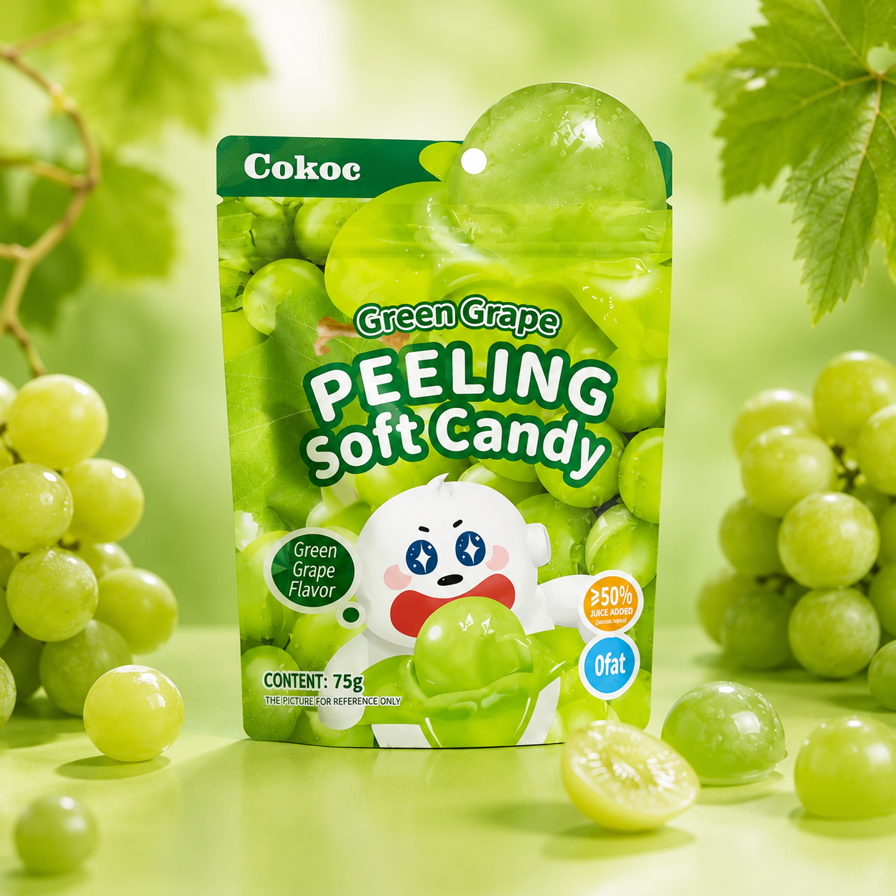 3x Cokoc Peeling Soft Candy - Green Grape - 75g