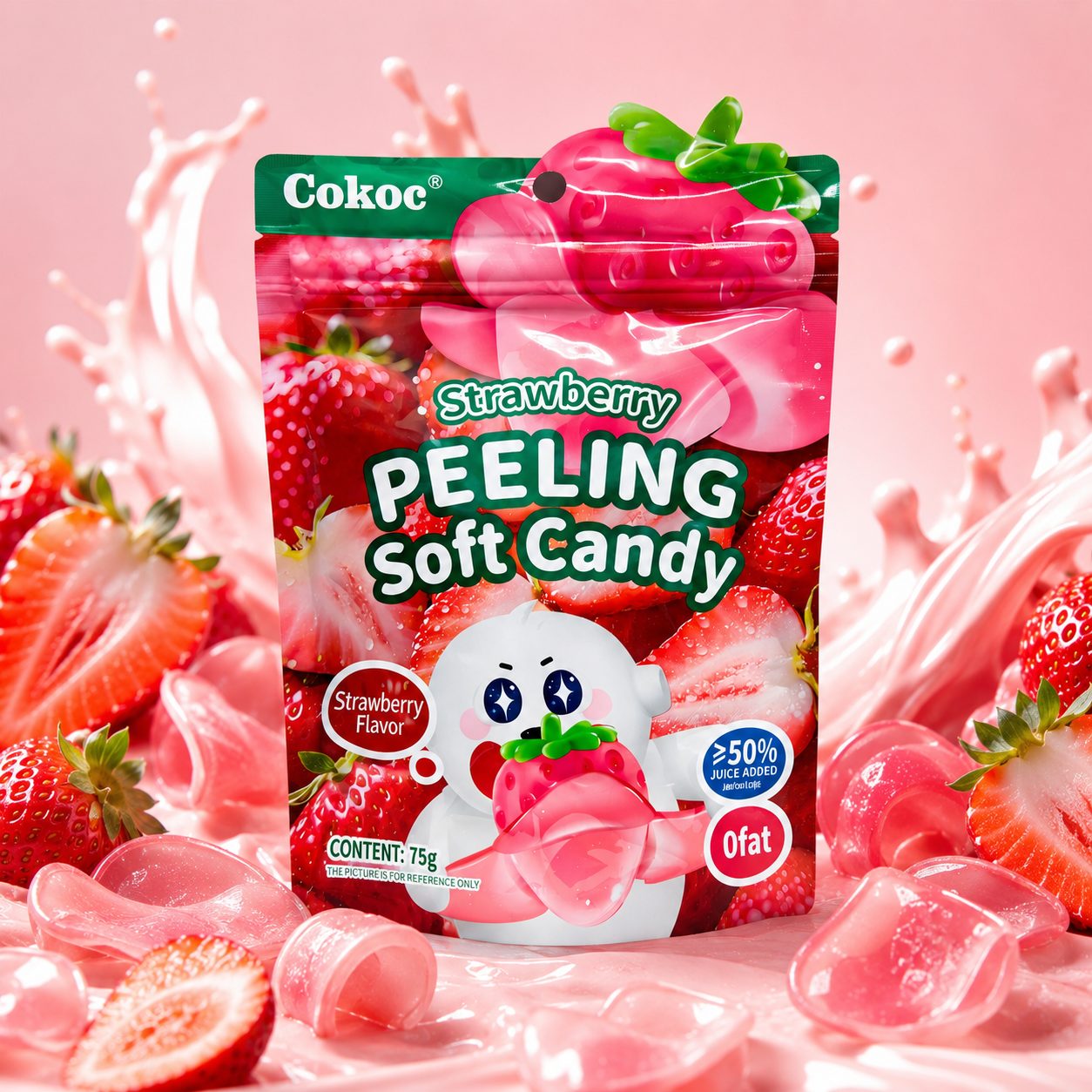3x Cokoc Peeling Soft Candy - Strawberry - 75g