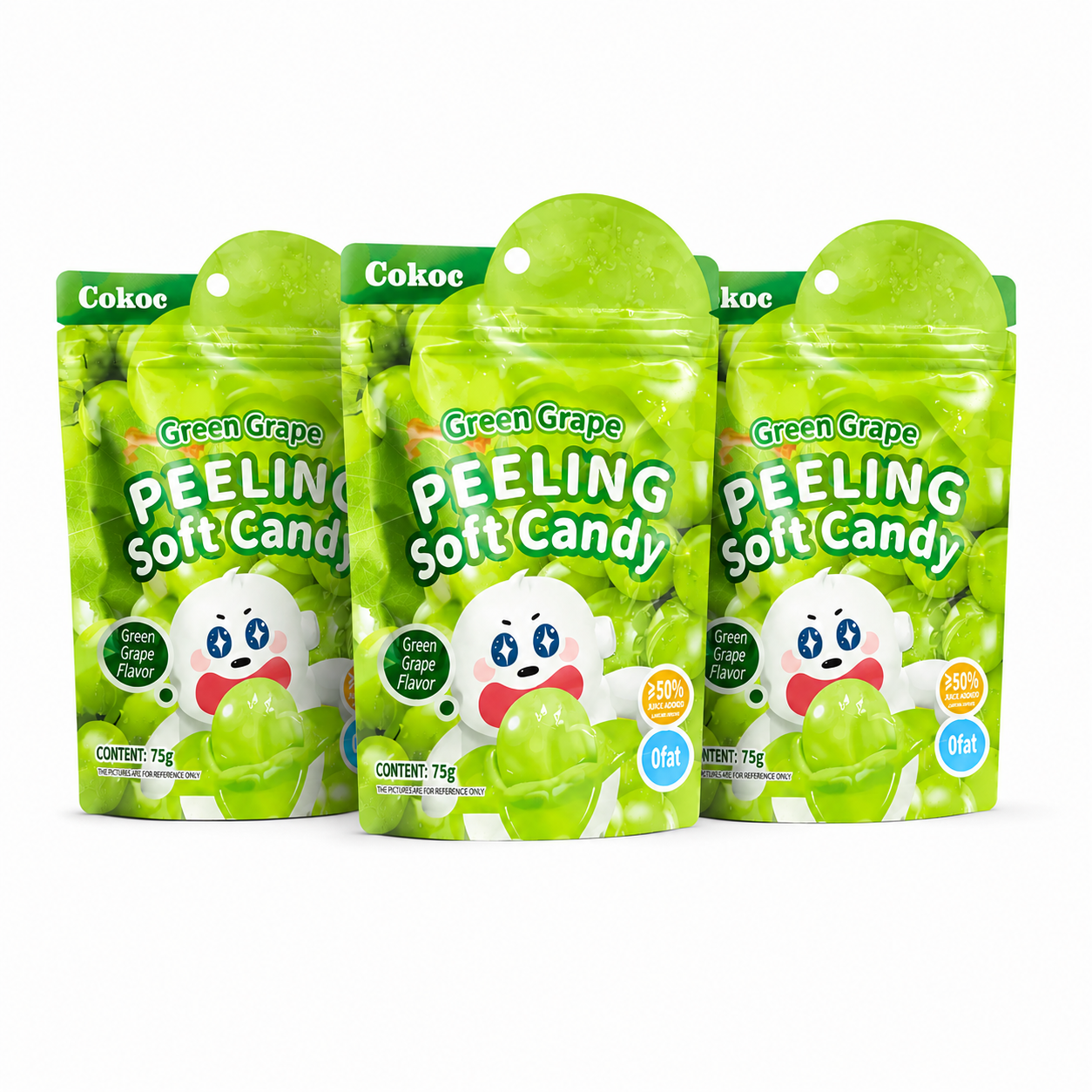 3x Cokoc Peeling Soft Candy - Green Grape - 75g