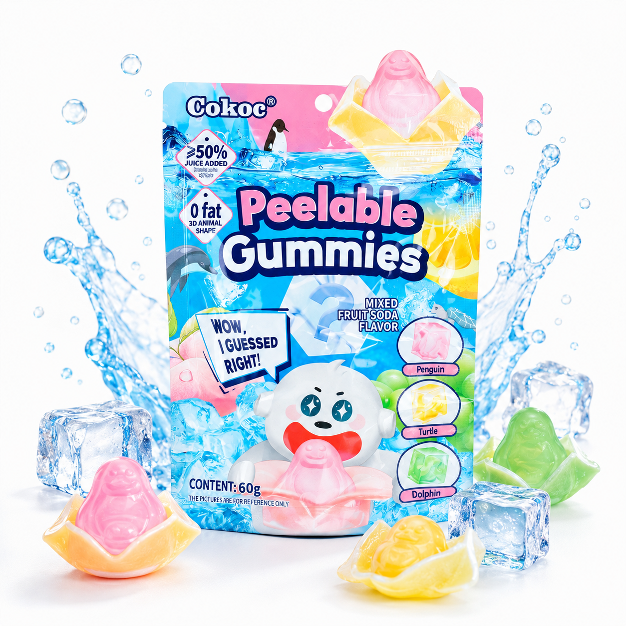 10x Cokoc Peeling Soft Candy - Mixed Fruit Soda - 60g