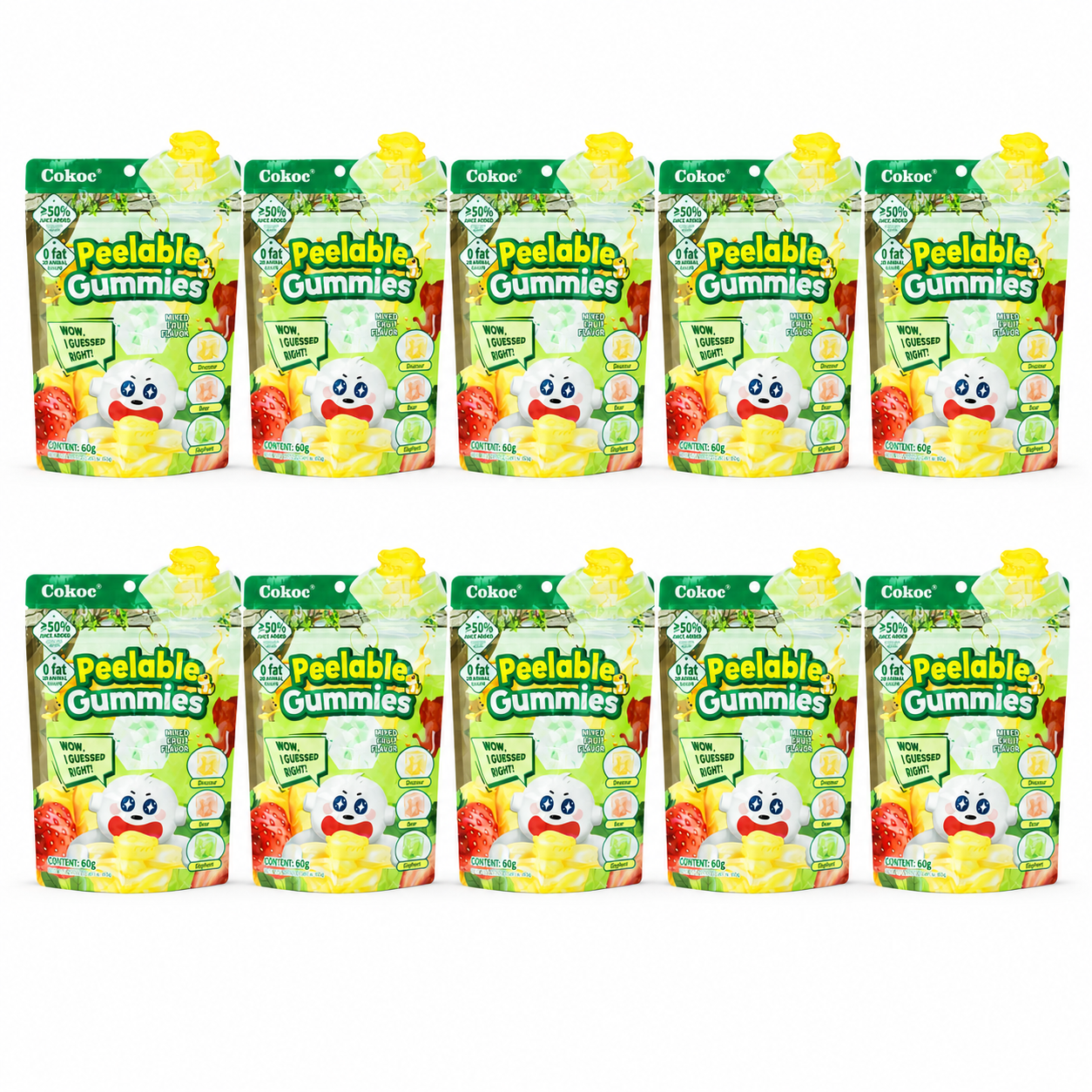 10x Cokoc Peeling Soft Candy - Mixed Fruit - 60g