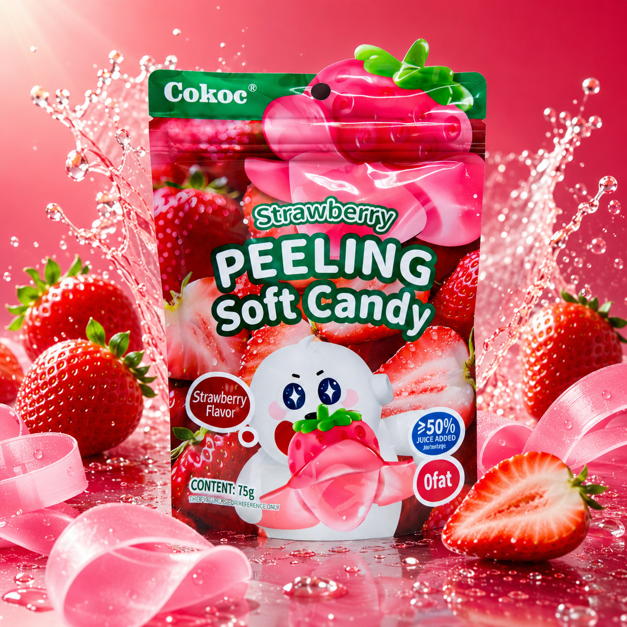 3x Cokoc Peeling Soft Candy - Strawberry - 75g