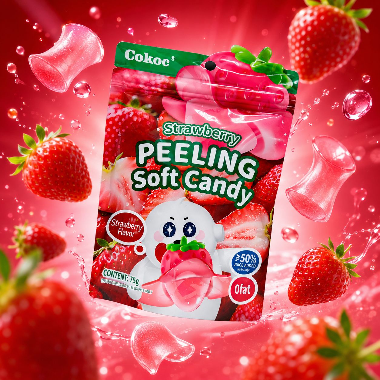 3x Cokoc Peeling Soft Candy - Strawberry - 75g