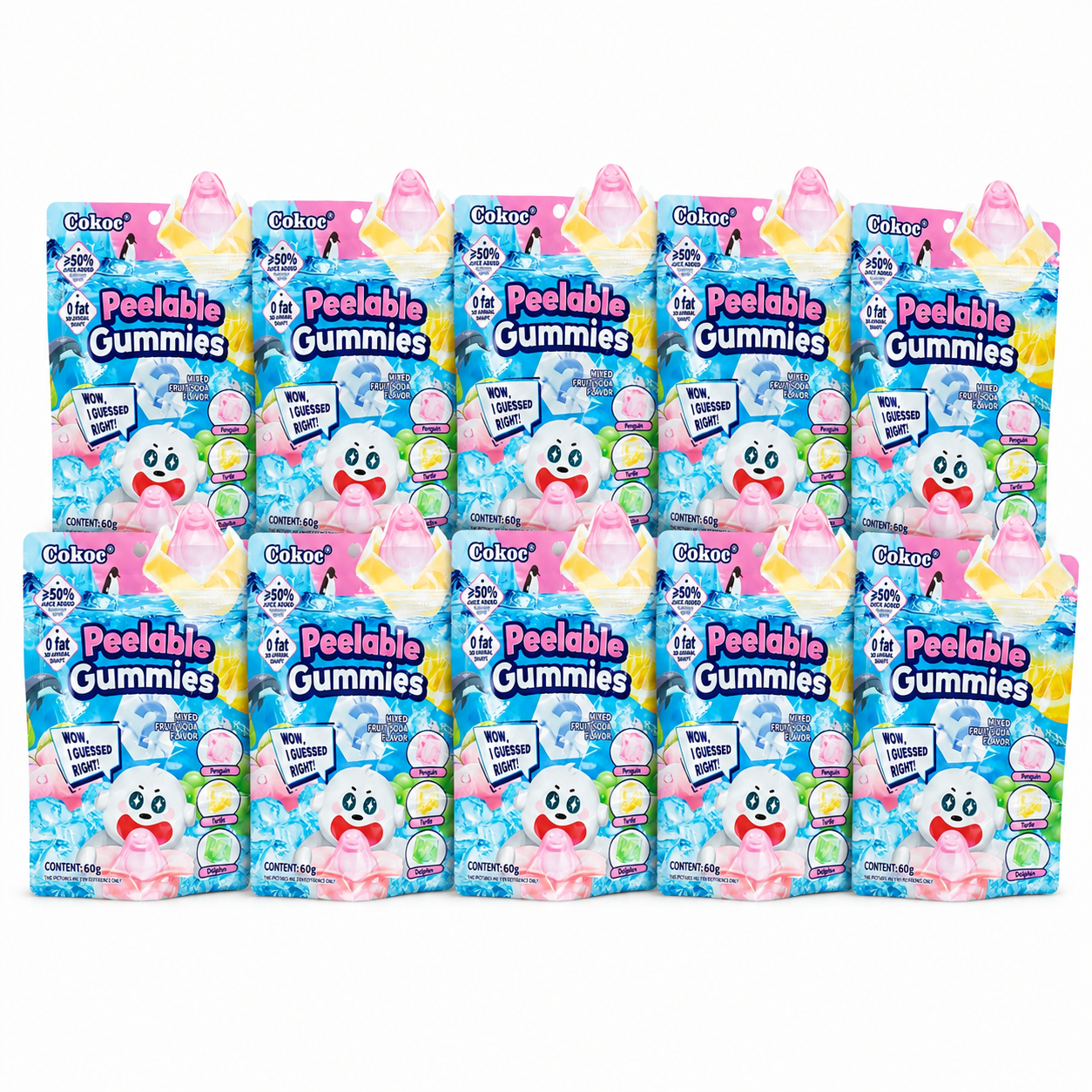 10x Cokoc Peeling Soft Candy - Mixed Fruit Soda - 60g