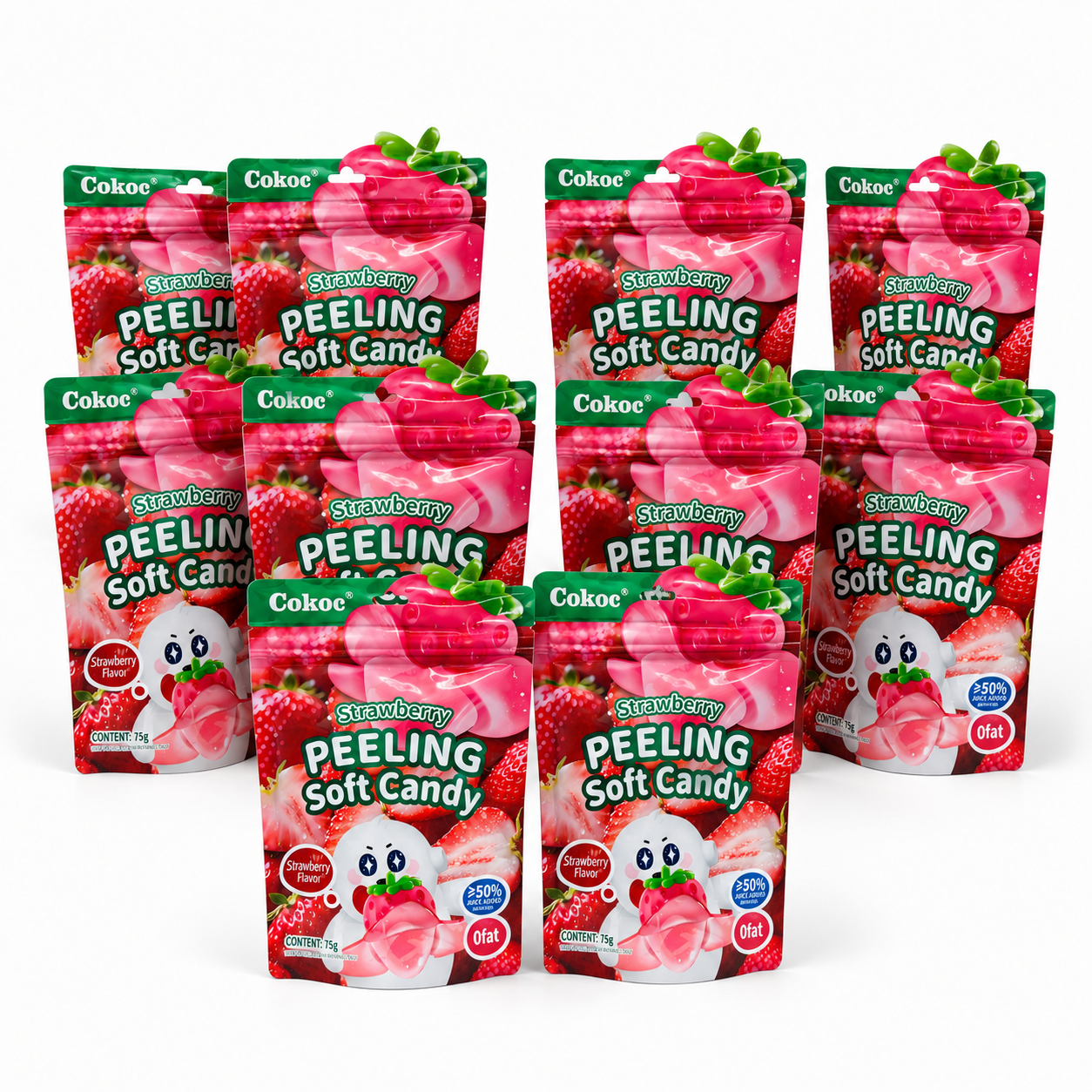 10x Cokoc Peeling Soft Candy - Strawberry - 75g