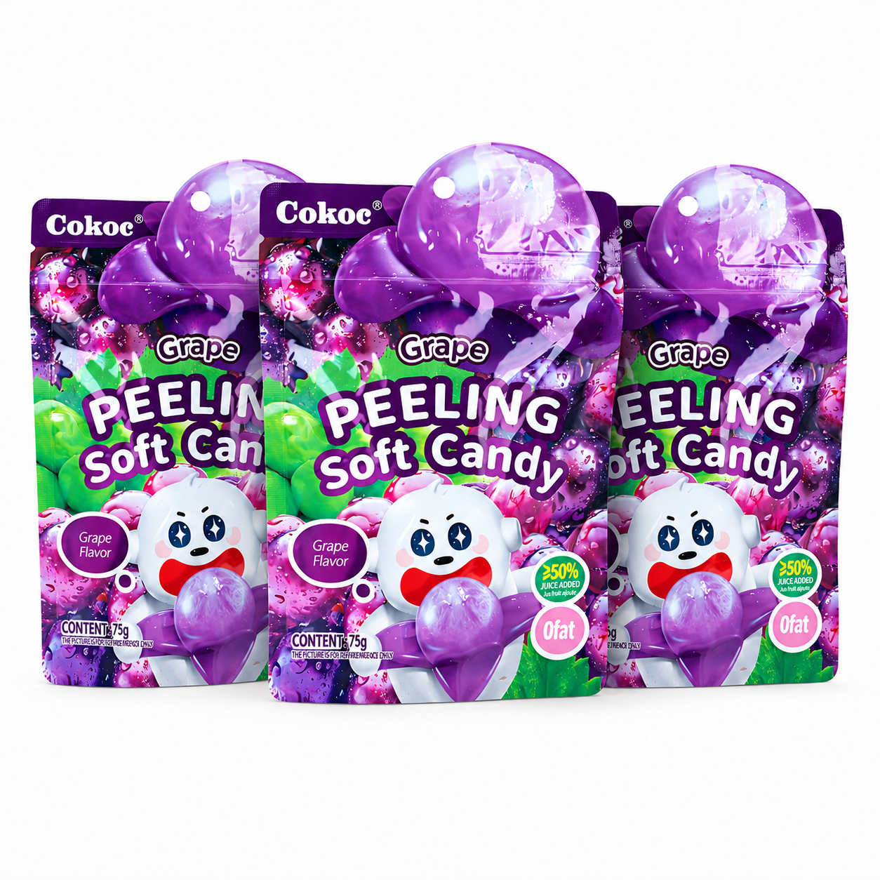 3x Cokoc Peeling Soft Candy - Grape - 75g
