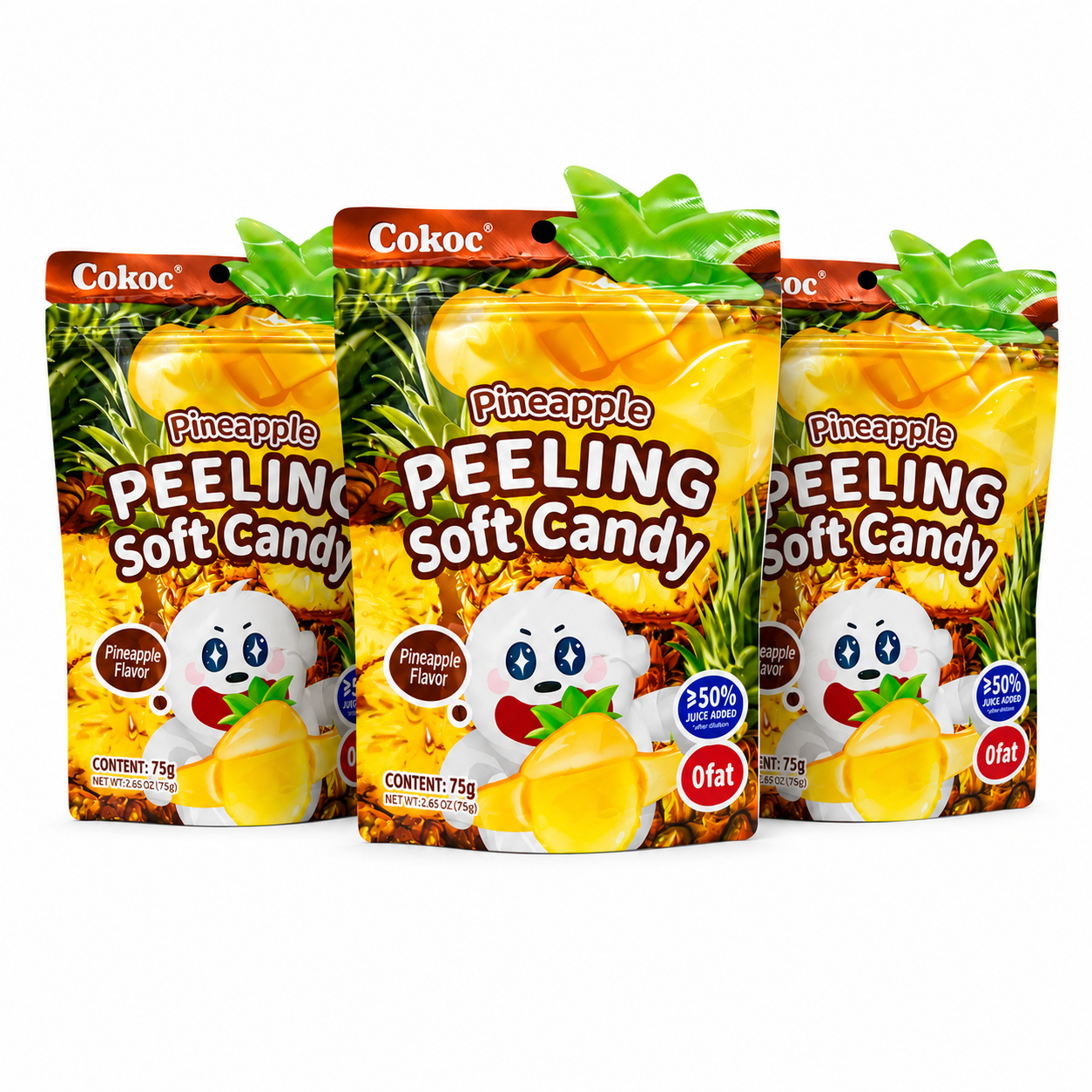 3x Cokoc Peeling Soft Candy - Pineapple - 75g