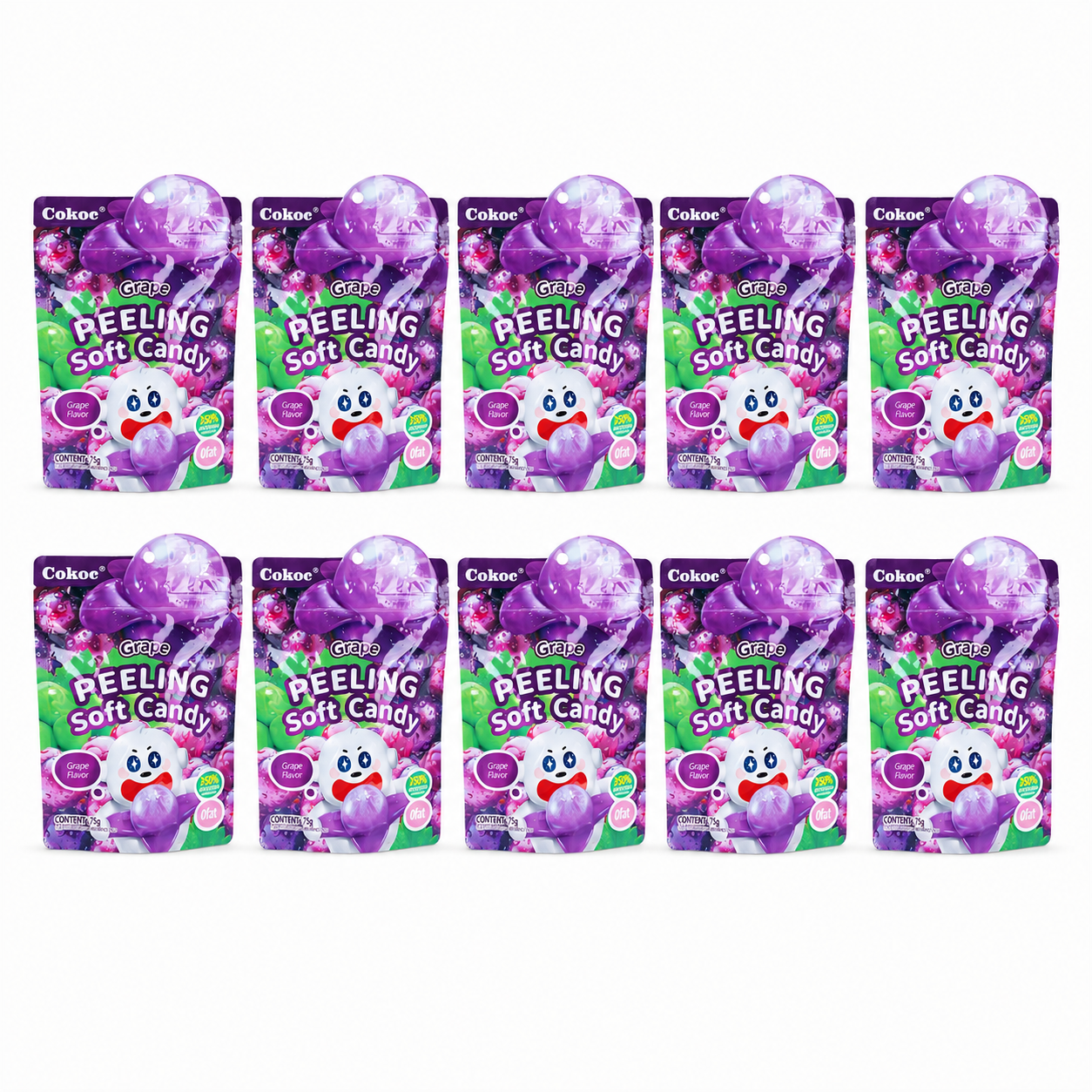 10x Cokoc Peeling Soft Candy - Grape - 75g