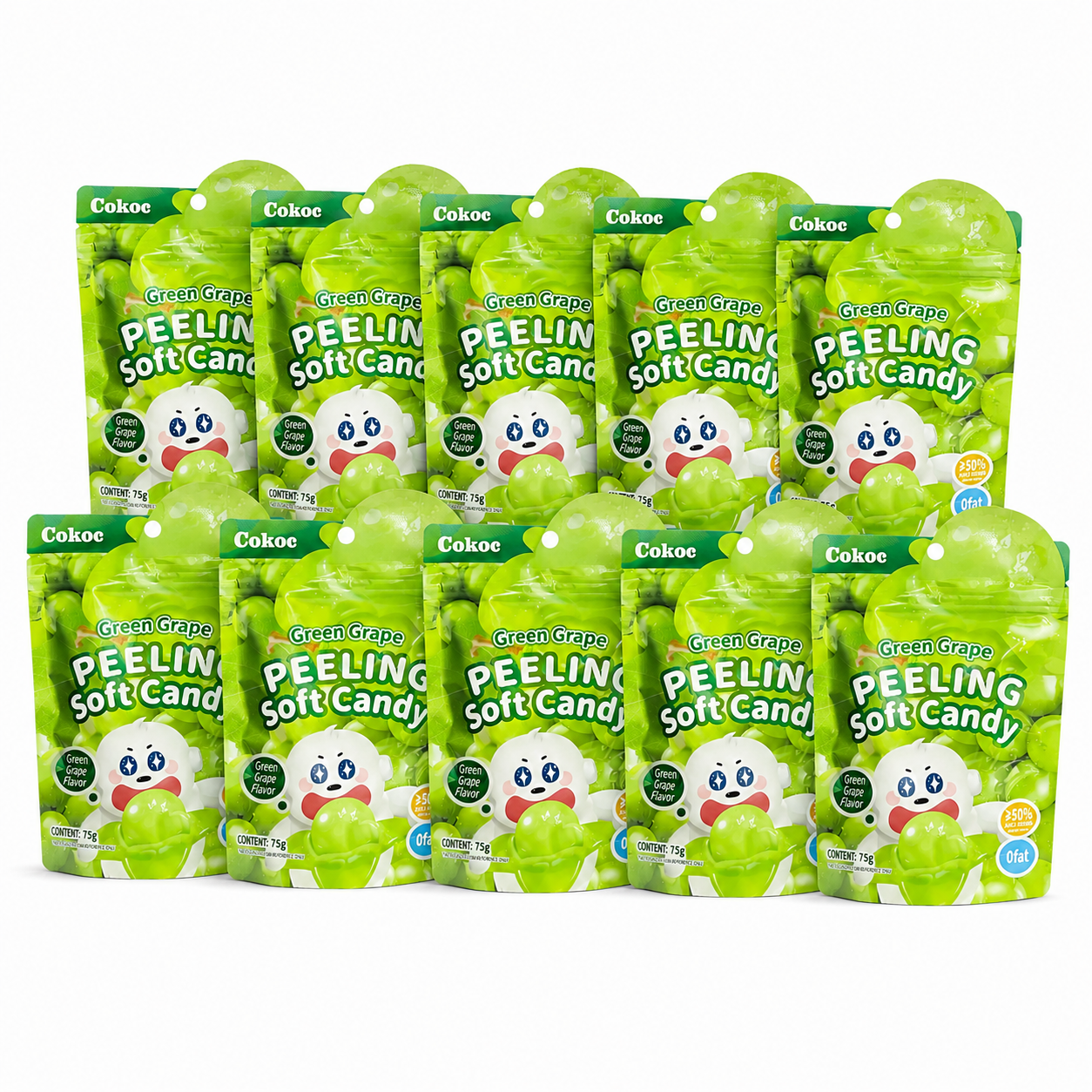 10x Cokoc Peeling Soft Candy - Green Grape - 75g